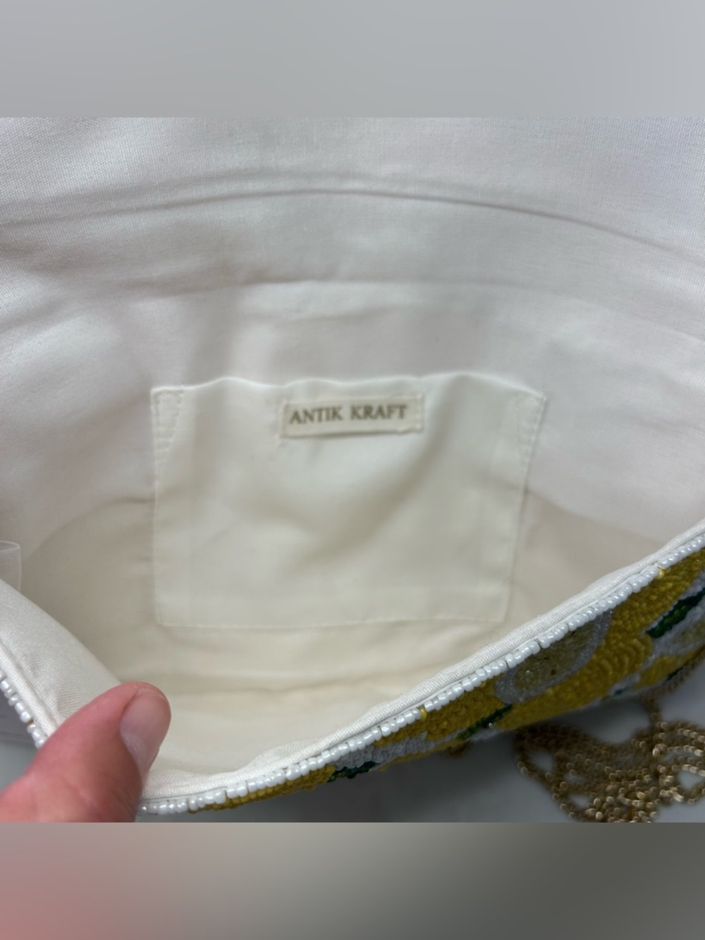 🍋 NWT Antik Kraft Beaded Lemons Handbag Clutch  Crossbody Shoulder Flap Bag 🍋 - Picture 6 of 11